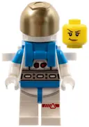 Minifigurka: CTY1413:  Lunar Research Astronaut - Female, White and Dark Azure Suit, White Helmet, Metallic Gold Visor, Backpack Clips, Smirk