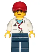Minifigurka: CTY1418:  Personal Trainer - Female, Red Ball Cap with Reddish Brown Ponytail
