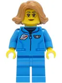 Minifigurka: CTY1422:  Lunar Research Astronaut - Female, Dark Azure Jumpsuit, Medium Nougat Hair, Glasses