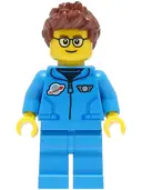Minifigurka: CTY1427:  Lunar Research Astronaut - Male, Dark Azure Jumpsuit, Reddish Brown Spiked Hair, Glasses