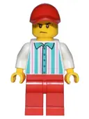 Minifigurka: CTY1434:  Hot Dog Vendor - Red Legs and Cap, Sweat Drops