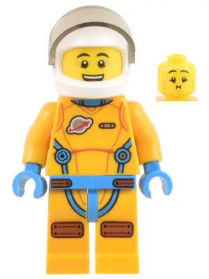 CTY1446:  Lunar Research Astronaut - Male, Bright Light Orange and Dark Azure Suit, White Helmet, Trans-Brown Visor (Lieutenant Jamie)