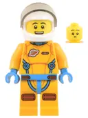 Minifigurka: CTY1446:  Lunar Research Astronaut - Male, Bright Light Orange and Dark Azure Suit, White Helmet, Trans-Brown Visor (Lieutenant Jamie)