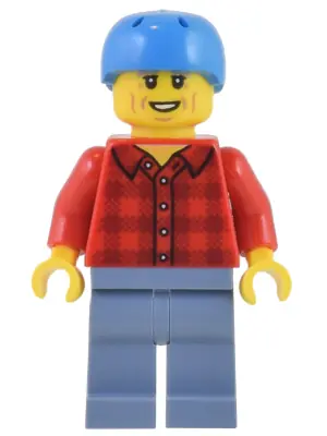 CTY1451:  Electric Scooter Rider - Red Plaid Flannel Shirt, Sand Blue Legs, Dark Azure Helmet, Light Bluish Gray Eyebrows