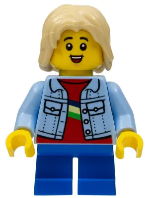 CTY1459:  Child - Boy, Bright Light Blue Denim Jacket, Blue Short Legs, Tan Hair, Freckles