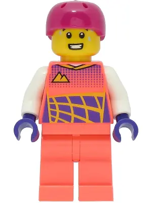 CTY1470:  Cyclist - Male, Coral Racing Suit, Magenta Helmet