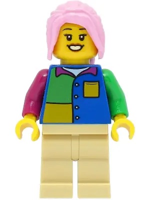 CTY1474:  Passenger - Female, Blue Shirt, Tan Legs, Bright Pink Hair