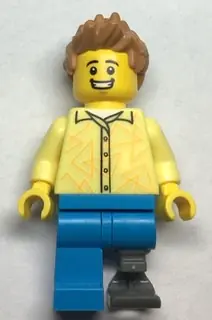 CTY1482:  Grocery Store Customer - Male, Bright Light Yellow Shirt, Dark Azure Legs with Prosthetic Leg, Medium Nougat Hair