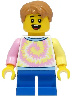 CTY1493:  Boy - White Shirt with Swirl, Blue Short Legs, Medium Nougat Hair
