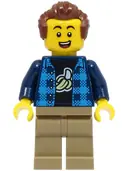 Minifigurka: CTY1498:  Stuntz Spectator - Male, Dark Blue and Dark Azure Jacket, Dark Tan Legs, Reddish Brown Hair