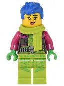 Minifigurka: CTY1506:  Raze - Lime Scarf, Blue Messy Hair