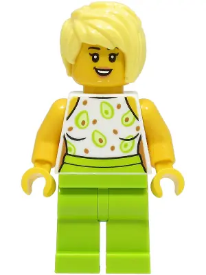 CTY1507:  Sandwich Shop Customer - Female, White Top, Lime Legs, Bright Light Yellow Hair
