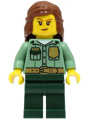 CTY1528:  Park Ranger - Female, Sand Green Shirt, Dark Green Legs, Reddish Brown Hair