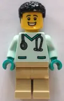 Minifigurka: CTY1533:  Veterinarian - Male, Light Aqua Scrubs, Tan Legs, Black Hair