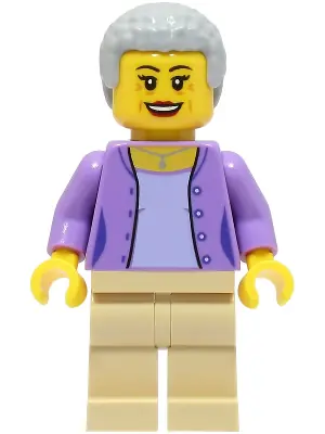 CTY1568:  Woman - Medium Lavender Jacket over Lavender Shirt, Tan Legs, Light Bluish Gray Hair