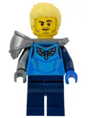 Minifigurka: CTY1576:  Stuntz Driver - Male, Dark Azure Racing Shirt with Silver Wings Logo, Dark Blue Legs, Flat Silver Shoulder Pad, Bright Light Yellow Spiked Hair Swept Up, Stubble