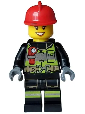 CTY1596:  Fire - Female, Reflective Stripes with Utility Belt and Flashlight, Red Fire Helmet