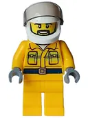 Minifigurka: CTY1597:  Fire - Male, Reflective Stripes, Bright Light Orange Jacket and Legs, White Helmet, Trans-Brown Visor