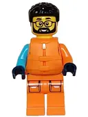 Minifigurka: CTY1607:  Arctic Explorer - Male, Shoulder Bag, Glasses, Black Hair, Orange Life Jacket