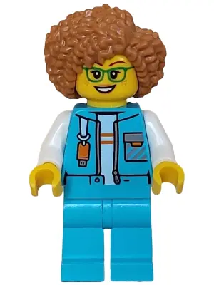 CTY1611:  Arctic Explorer Researcher - Female, Medium Azure Jacket with Flash Drive, Medium Azure Legs, Medium Nougat Hair, Glasses