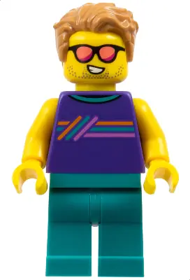 CTY1616:  Ice-Cream Shop Customer - Male, Dark Purple Sleeveless Shirt with Stripes, Dark Turquoise Legs, Medium Nougat Hair, Sunglasses