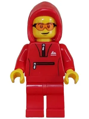 CTY1627:  Mountain Bike Cyclist - Male, Red Tracksuit / Hoodie, Safety Glasses