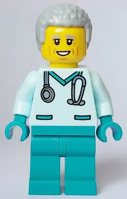 CTY1649:  Veterinarian - Male, Light Aqua Scrubs, Dark Turquoise Legs, Light Bluish Gray Hair
