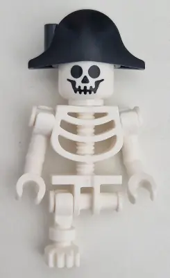 CTY1659:  Skeleton - Standard Skull, Bent Arms Vertical Grip, Black Bicorne Hat, Single Leg
