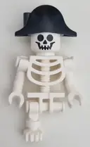 Minifigurka: CTY1659:  Skeleton - Standard Skull, Bent Arms Vertical Grip, Black Bicorne Hat, Single Leg