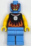 Minifigurka: CTY1668:  Taco Monster Truck Driver - Male, Black Sleeveless Shirt with Flames, Medium Blue Legs, Wrestling Mask