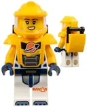Minifigurka: CTY1695:  Astronaut - Female, White Spacesuit with Bright Light Orange Arms, Bright Light Orange Helmet, Trans-Clear Visor, Bright Light Orange Armor with Black Bar Handle
