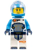 Minifigurka: CTY1697:  Astronaut - Male, White Spacesuit with Dark Azure Arms, Dark Azure Helmet, Trans-Clear Visor, Dark Azure Jet Pack, Smirk