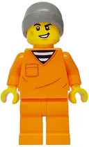 Minifigurka: CTY1699:  Police - City Jail Prisoner Male, Orange Prison Jumpsuit, Dark Bluish Gray Beanie, Scruff Mark
