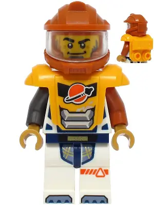 CTY1709:  Astronaut - Male, White Spacesuit with Dark Orange and Pearl Dark Gray Arms, Dark Orange Helmet, Trans-Clear Visor, Bright Light Orange Armor with Ingot