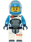 Minifigurka: CTY1722:  Astronaut - Female, White Spacesuit with Dark Azure Arms, Dark Azure Helmet, Trans-Clear Visor
