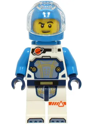 CTY1729:  Astronaut - Male, White Spacesuit with Dark Azure Arms, Dark Azure Helmet, Trans-Clear Visor, Dark Azure Jet Pack, Stubble