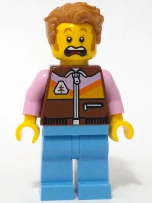 CTY1734:  Camper - Male, Reddish Brown Jacket, Medium Blue Legs, Medium Nougat Tousled Hair