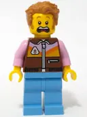 Minifigurka: CTY1734:  Camper - Male, Reddish Brown Jacket, Medium Blue Legs, Medium Nougat Tousled Hair