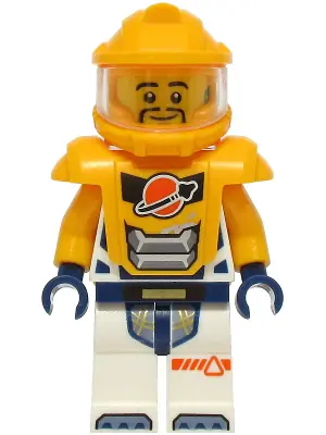 CTY1745:  Astronaut - Male, White Spacesuit with Bright Light Orange Arms, Bright Light Orange Helmet, Trans-Clear Visor, Bright Light Orange Armor