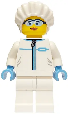 CTY1750:  Police - City Forensic Detective Female, White Safety Jumpsuit, Safety Glasses