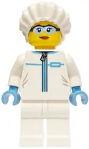 Minifigurka: CTY1750:  Police - City Forensic Detective Female, White Safety Jumpsuit, Safety Glasses