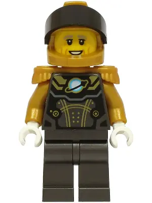 CTY1755:  Astronaut - Male, Pearl Dark Gray and Pearl Gold Spacesuit, Pearl Gold Helmet, Black Visor, Pearl Gold Epaulettes