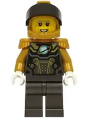 Minifigurka: CTY1755:  Astronaut - Male, Pearl Dark Gray and Pearl Gold Spacesuit, Pearl Gold Helmet, Black Visor, Pearl Gold Epaulettes