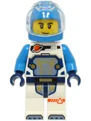 Minifigurka: CTY1758:  Astronaut - Male, White Spacesuit with Dark Azure Arms, Dark Azure Helmet, Trans-Clear Visor, Smirk