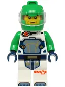 Minifigurka: CTY1763:  Astronaut - Male, White Spacesuit with Bright Green Arms, Bright Green Helmet, Trans-Clear Visor, Sideburns