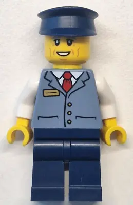 CTY1769:  Bus Driver - Male, Sand Blue Vest over White Shirt, Dark Blue Legs and Hat