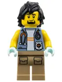 Minifigurka: CTY1776:  City Jungle Explorer Medic - Male, Sand Blue Vest with Stethoscope, Dark Tan Legs with Pockets, Goatee and Black Hair