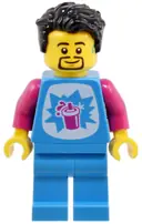 Minifigurka: CTY1804:  Robot World Slushy Vendor - Male, Dark Azure Shirt and Legs, Black Hair