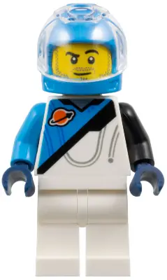 CTY1827:  Space Explorer - Male, Dark Azure and White Spacesuit, Helmet, Trans-Clear Visor, Stubble