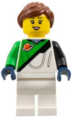 CTY1830:  Space Explorer - Female, Bright Green and White Spacesuit, Reddish Brown Ponytail